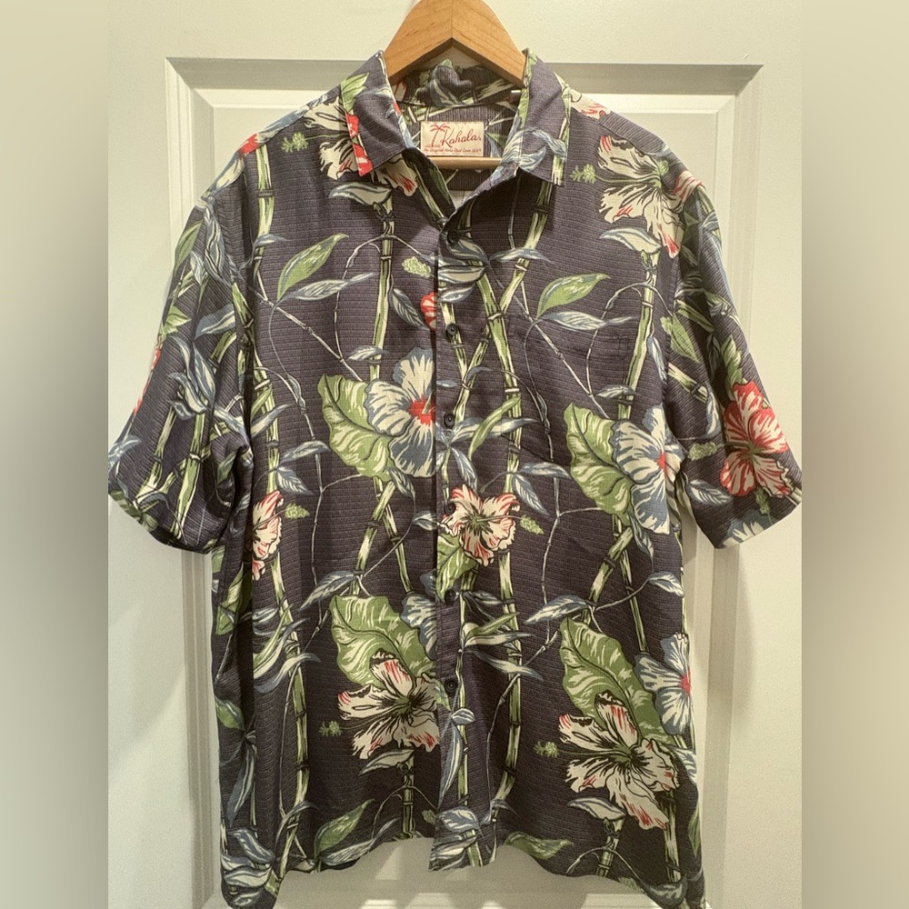 Kahala “The Original Hawaiian Shirt” Men's Floral Black, Red and Green